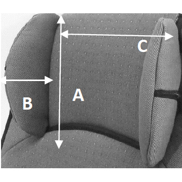 Headrest Lateral Support Size 1 - A: 6.3" B: 2.4" C: 5.5" - 6.3" (Pair) (3231-7600-X)