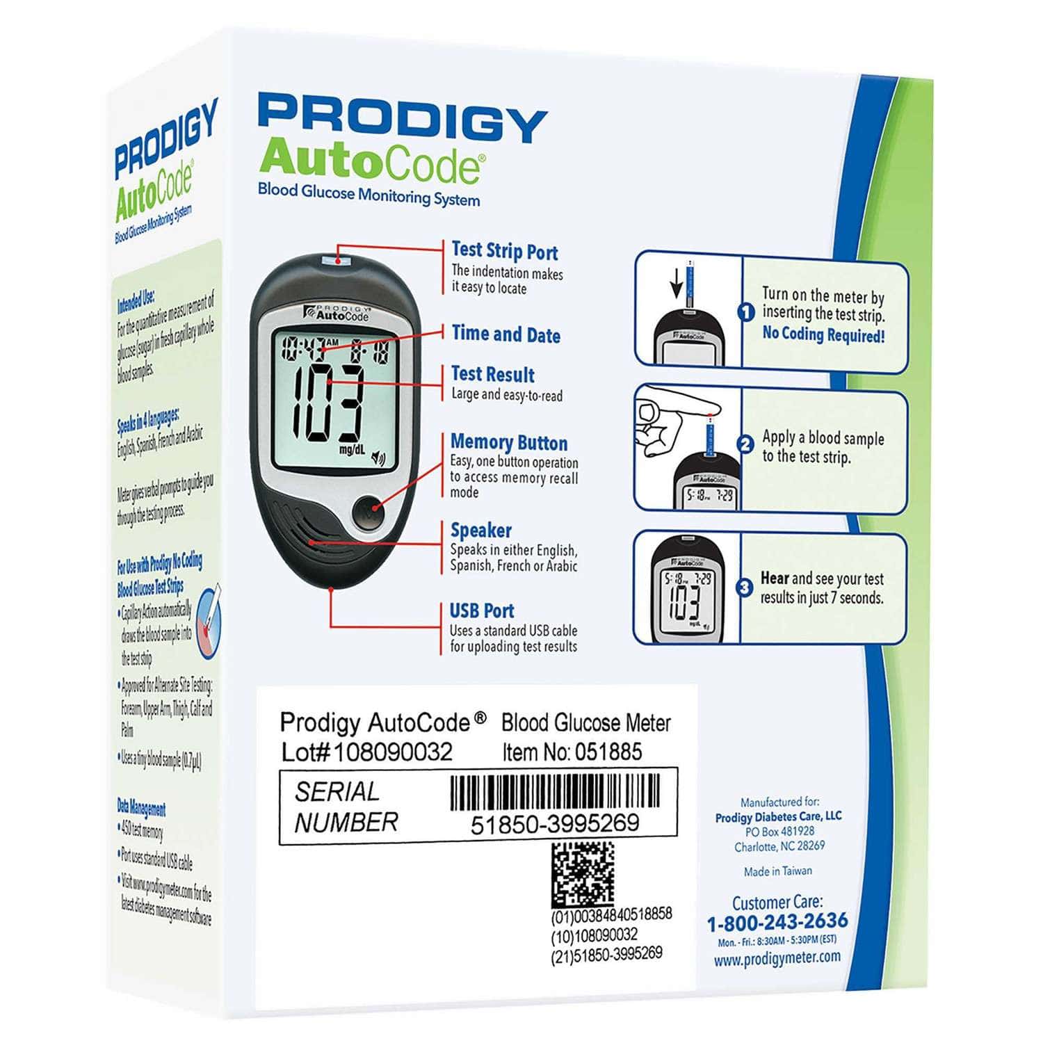 Prodigy Blood Glucose Meter, 0.7 Microliter - Image 3