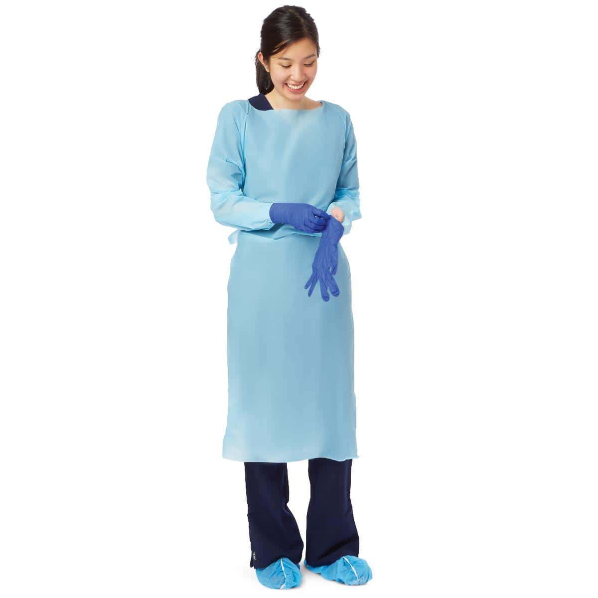 Medline Standard Polyethylene Isolation Gowns with Thumb Loop - Image 1