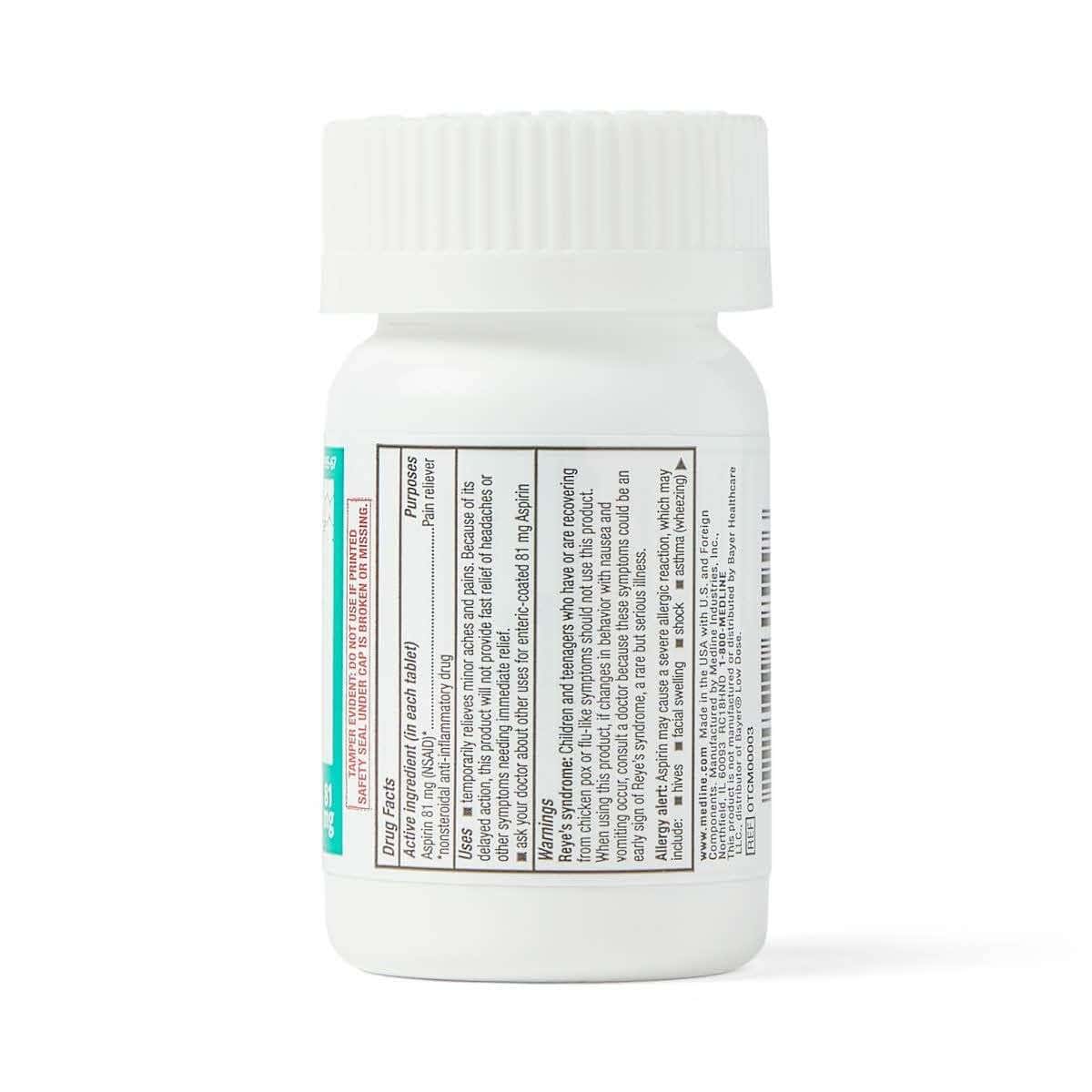 Medline Aspirin Adult Low-Dose Enteric Coated Tablets - Image 2