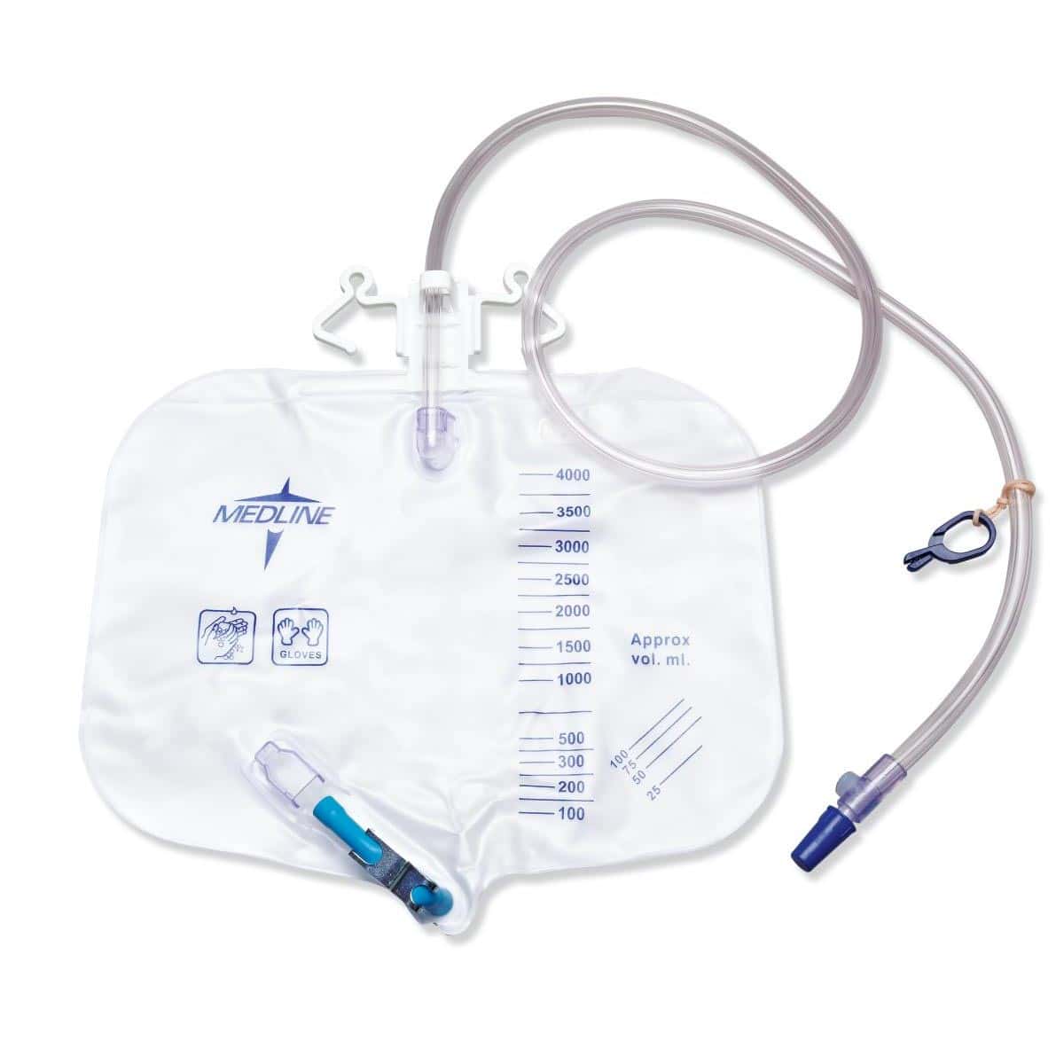 Medline Urinary Drainage Bag with Anti-Reflux Valve and Metal Clamp - Image 1