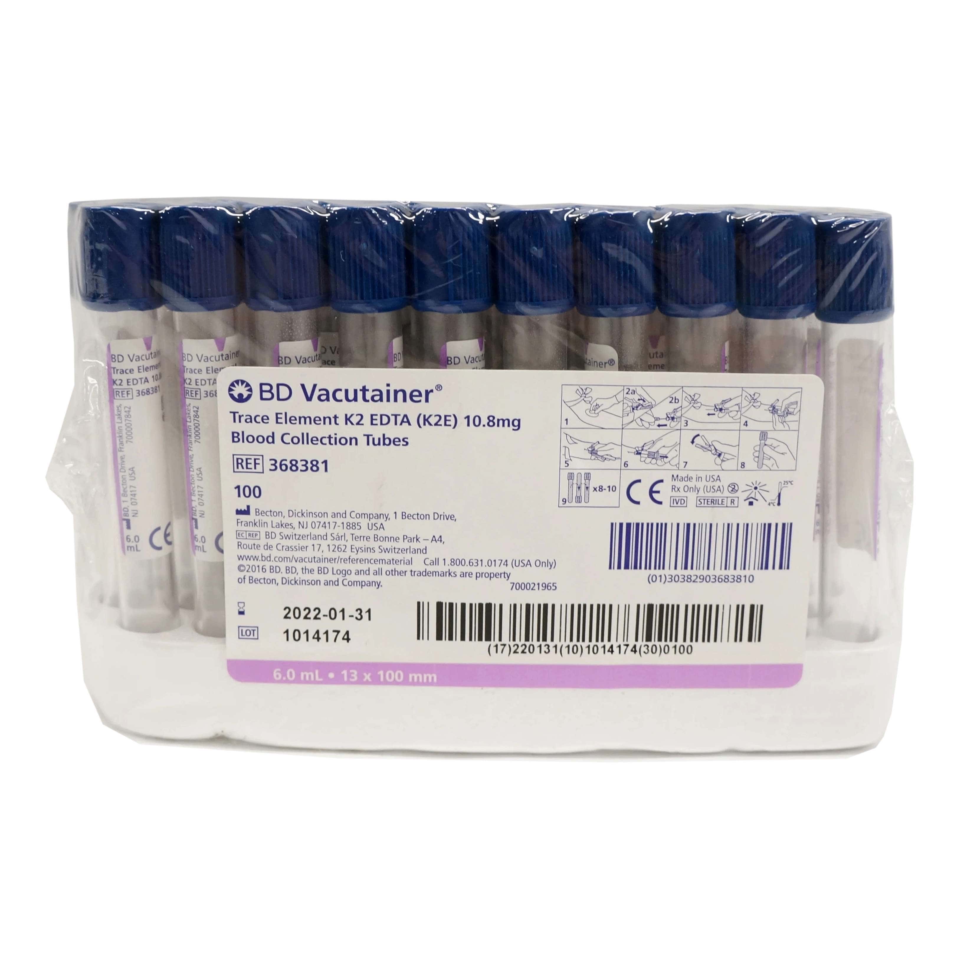 BD Vacutainer Trace Element K2 EDTA 10.8 mg Blood Collection Tubes - Image 2