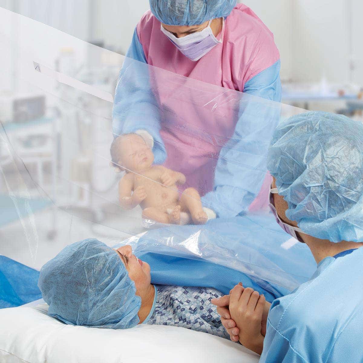 Medline Fenestrated C-Section Drape with Clear Screen - Case of 7 - Image 2