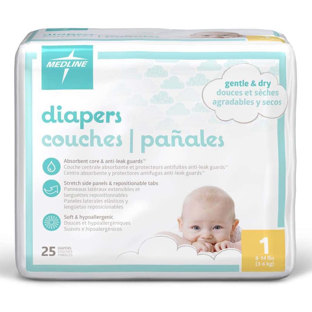 Medline Disposable Baby Diapers - Image 1