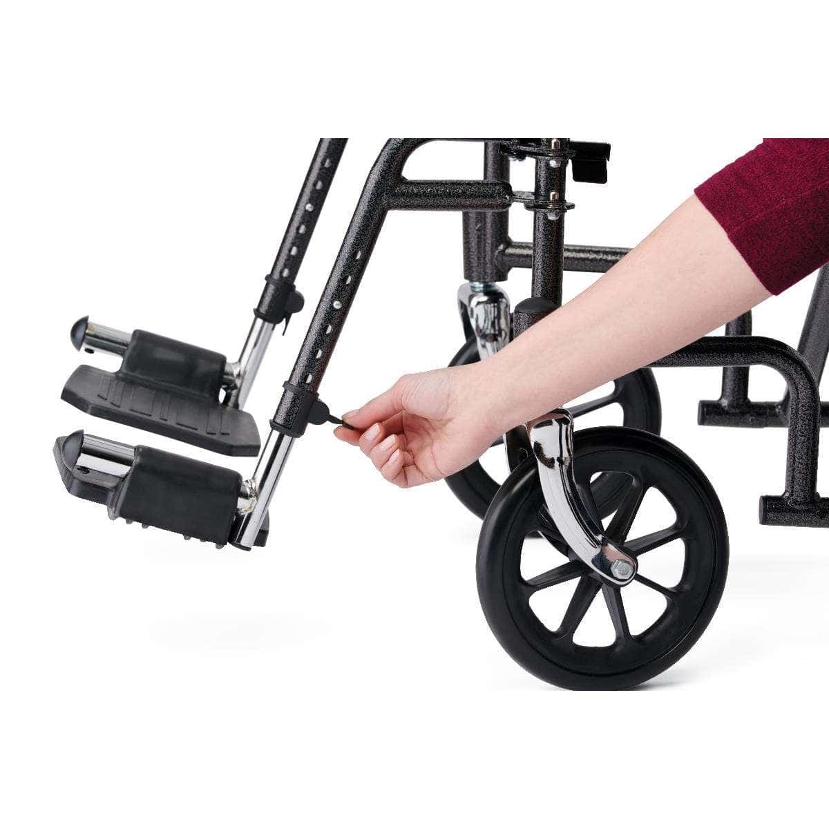 Medline Basic Steel Transport Chair with 8" Wheels - Image 2