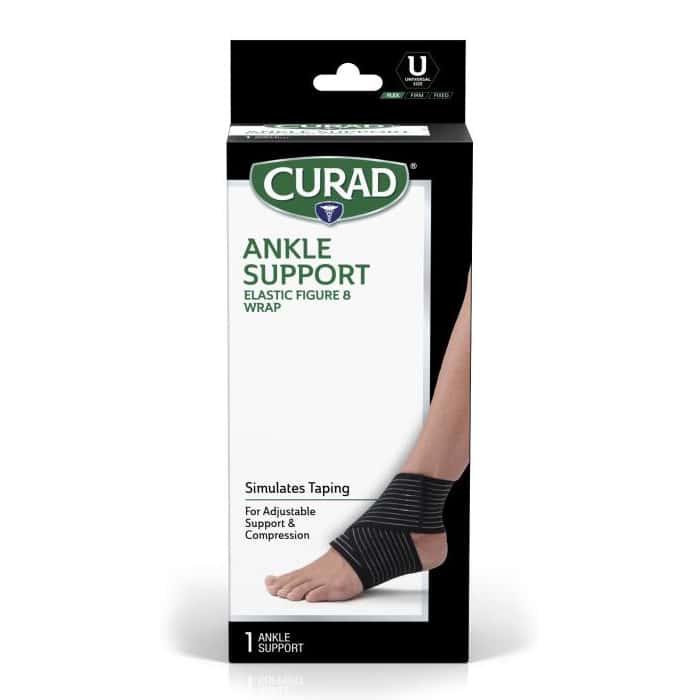 Curad Figure-8 Elastic Ankle Wrap, Black, Universal Size - Image 2
