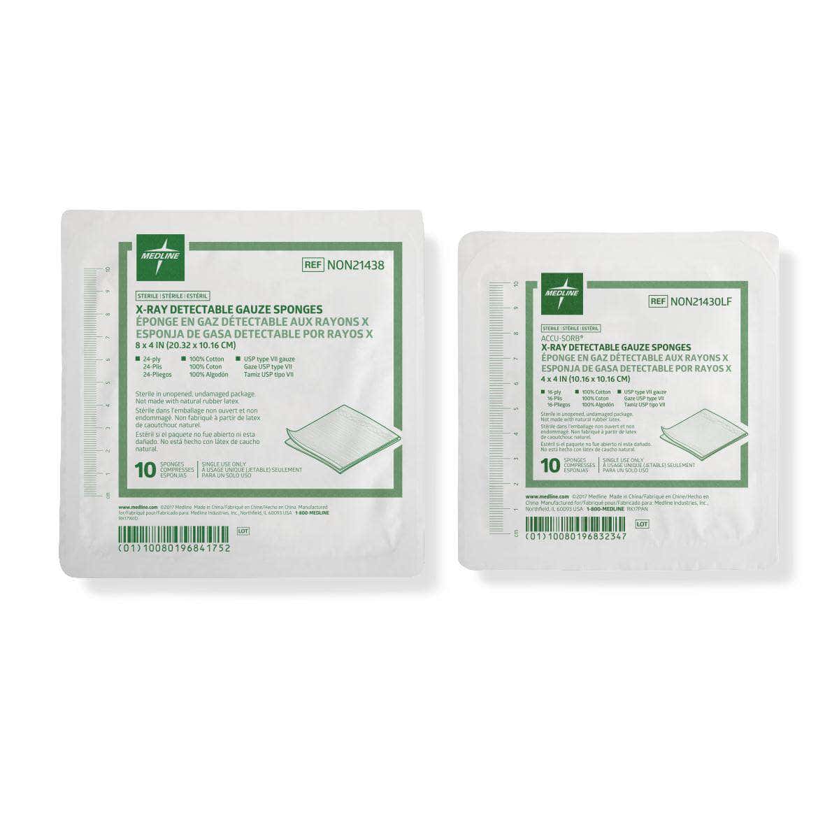 Medline Sterile 100% Cotton X-ray Detectable Gauze Sponges - Image 2