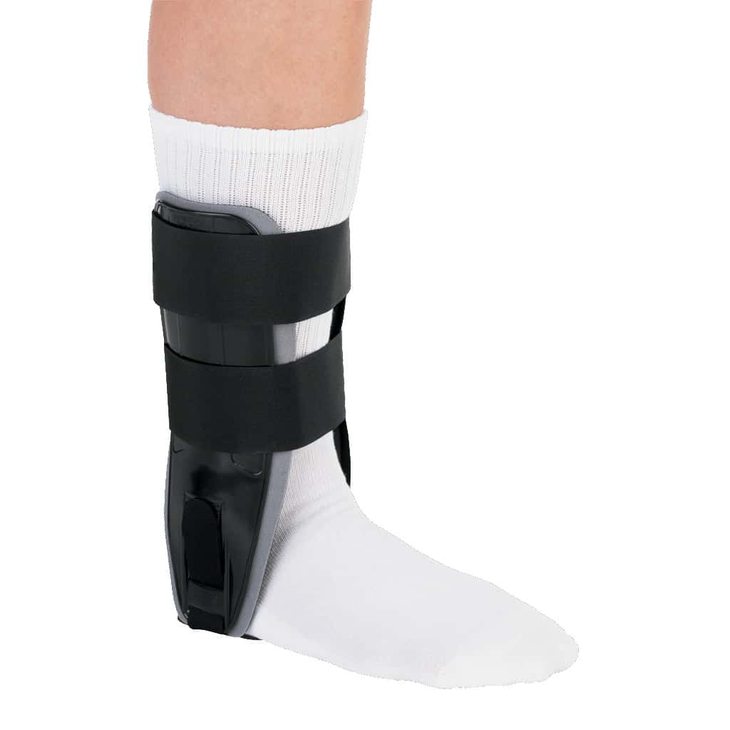 Breg Ankle Stirrup Plus Ankle Brace With Hook and Loop Strap Closure, Black - Image 2