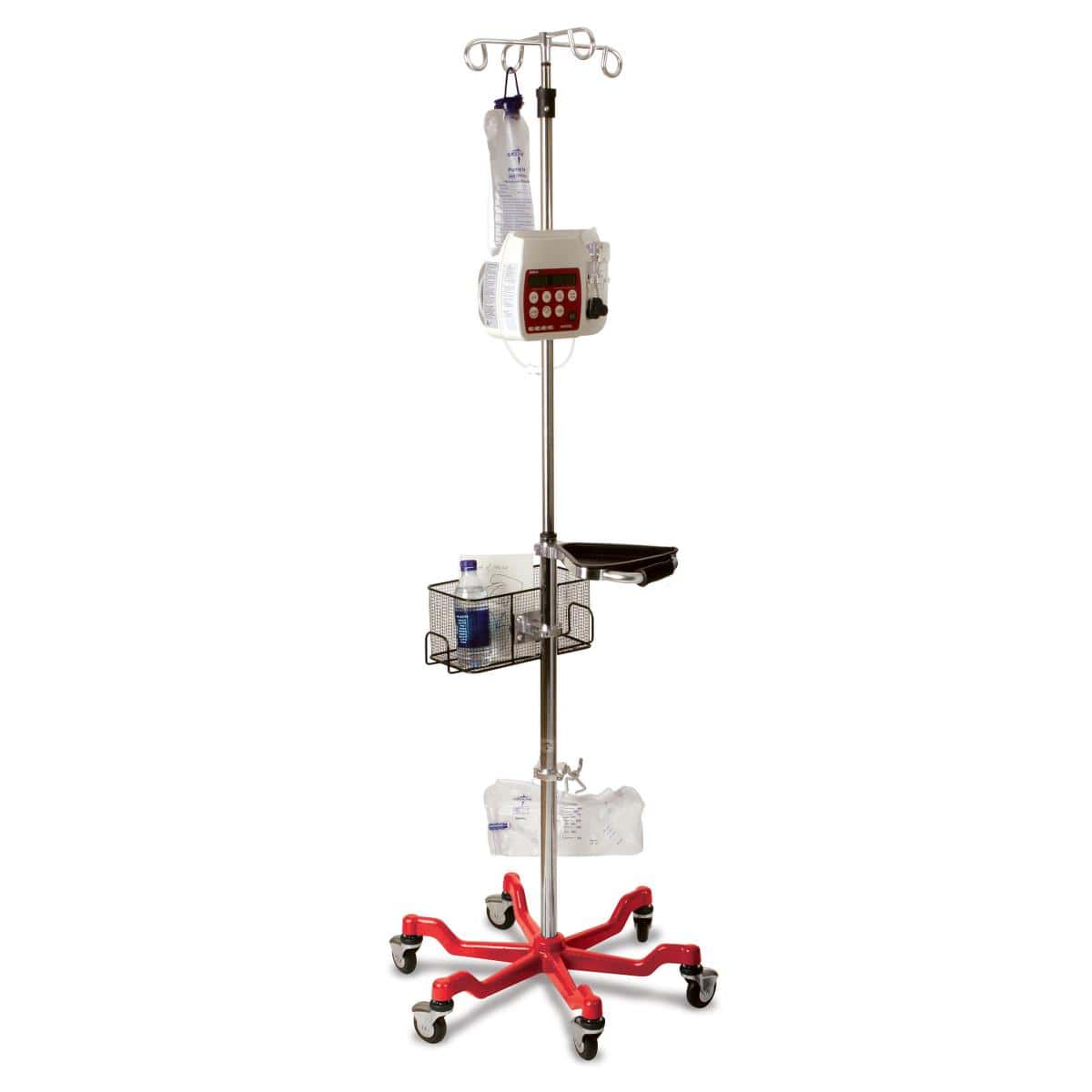 Medline Stainless Steel 6-Leg Heavy-Duty IV Pole with Quick Release Casters - Image 1
