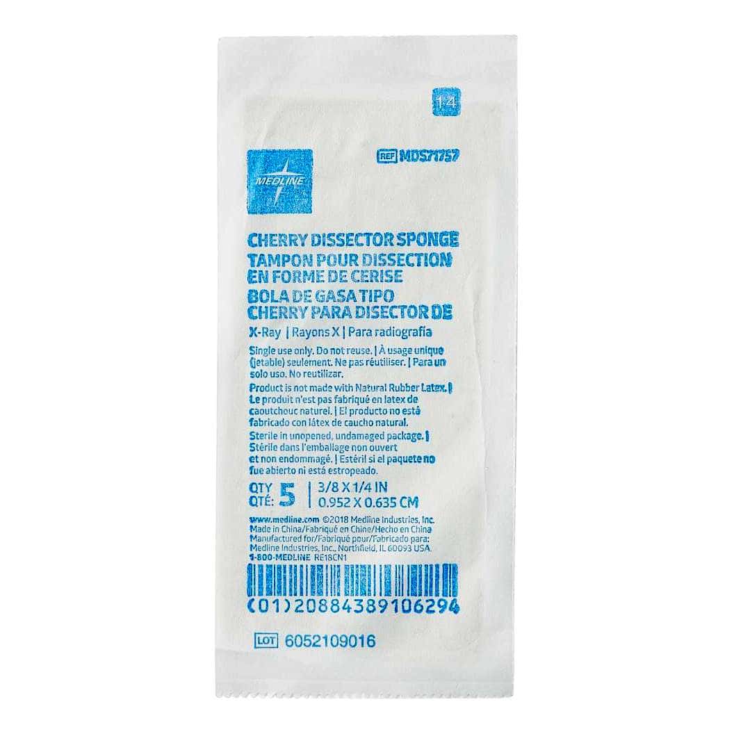 Medline Sterile 9/16" x 1/4" X-Ray Detectable Dissector Sponge - Package of 5 - Image 2