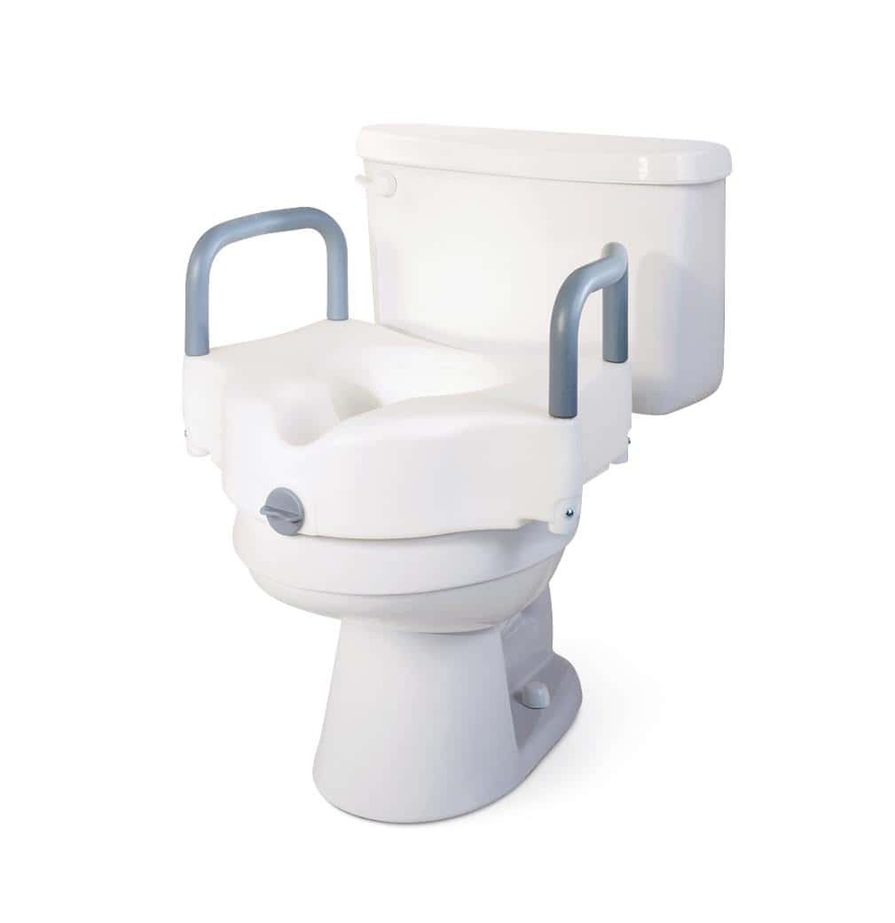 Medline 5" Raised Locking Toilet Seat with Arms - Image 2