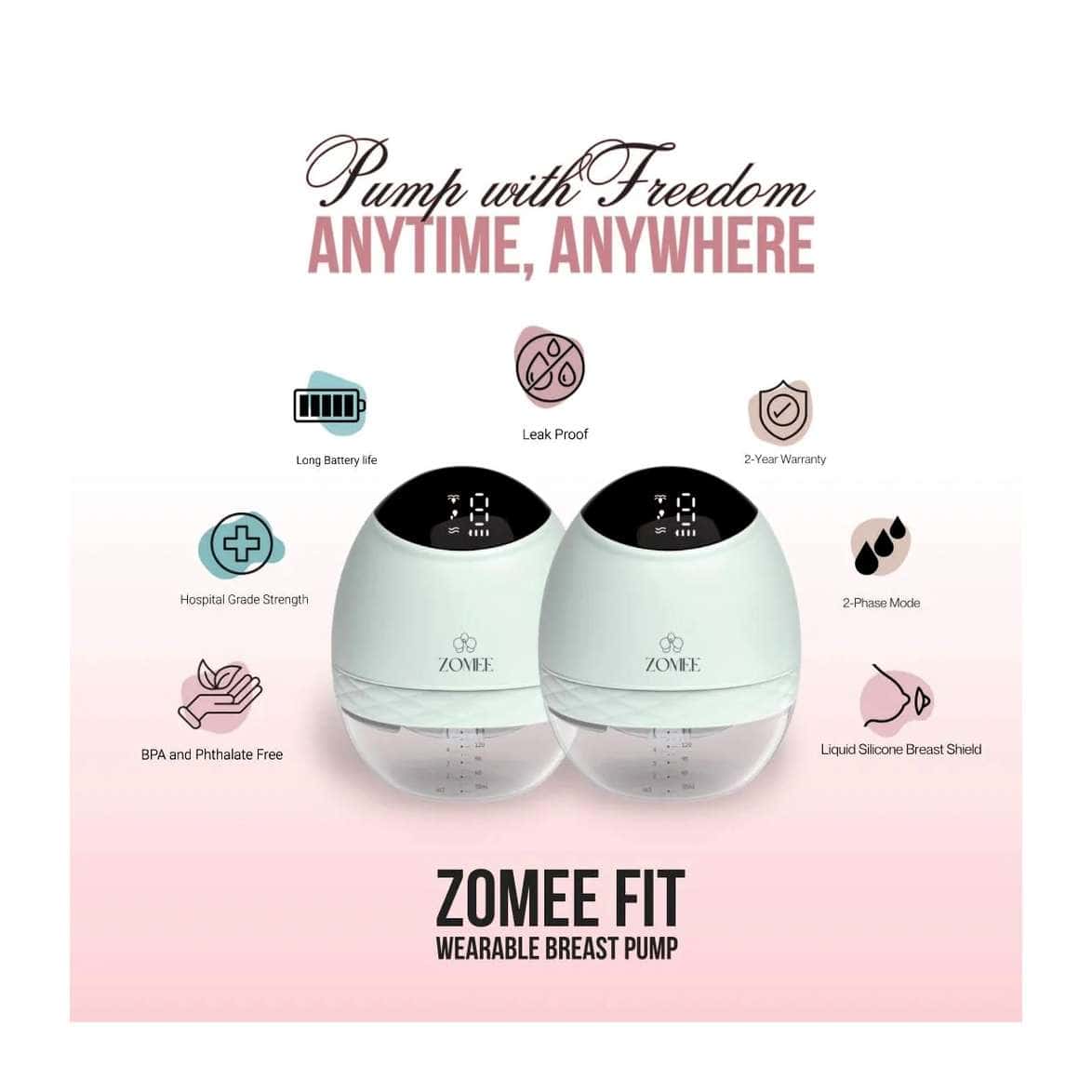 Zomee Fit Double Wearable Hands-Free Breast Pump - Image 3