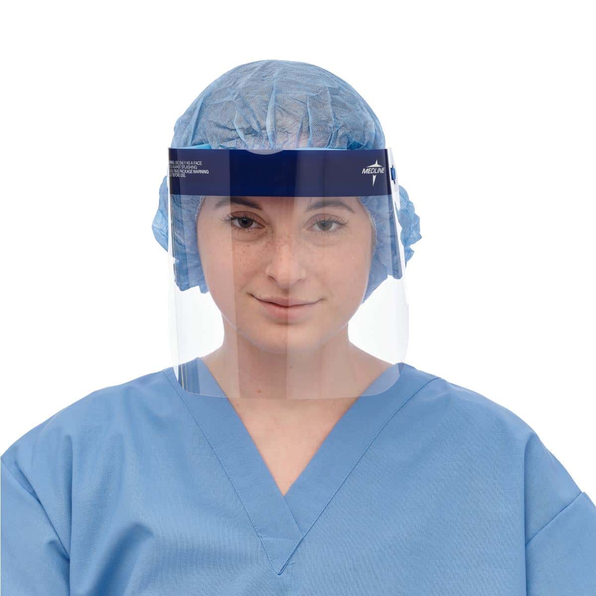 Medline Full Length Disposable Face Shields with Foam Top and Elastic Band, 7.5 Inch - Image 1