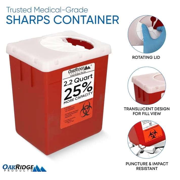 Oakridge Sharps Container, 2.2 Quart - Case of 60 - Image 4