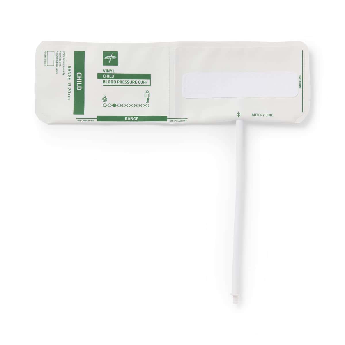 Medline Disposable Vinyl 1-Tube BP Cuffs with Bayonet Connector Child - Box of 5 - Image 1