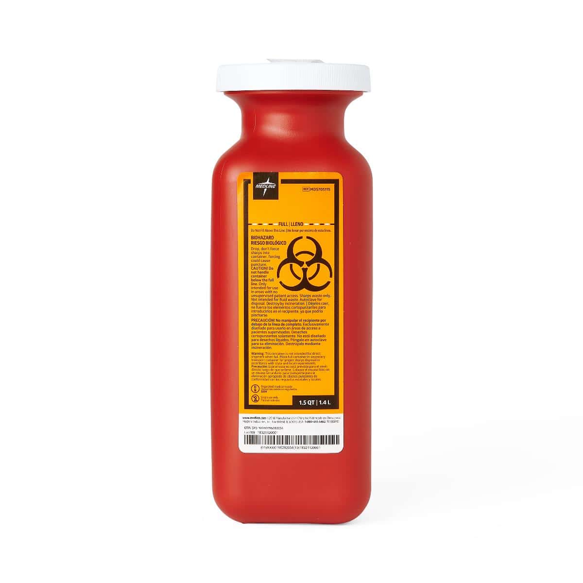 Medline Phlebotomy Sharps Container with Screw Top Lid - Image 1