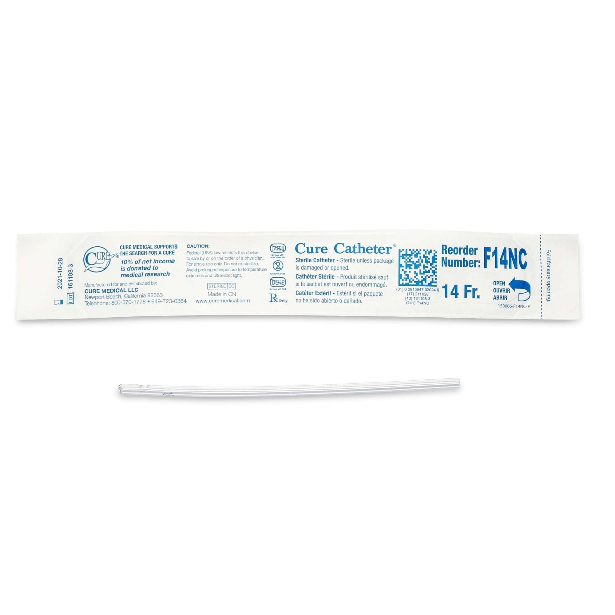 Cure Uncoated PVC Intermittent Catheter for Female, No Connector - Image 1