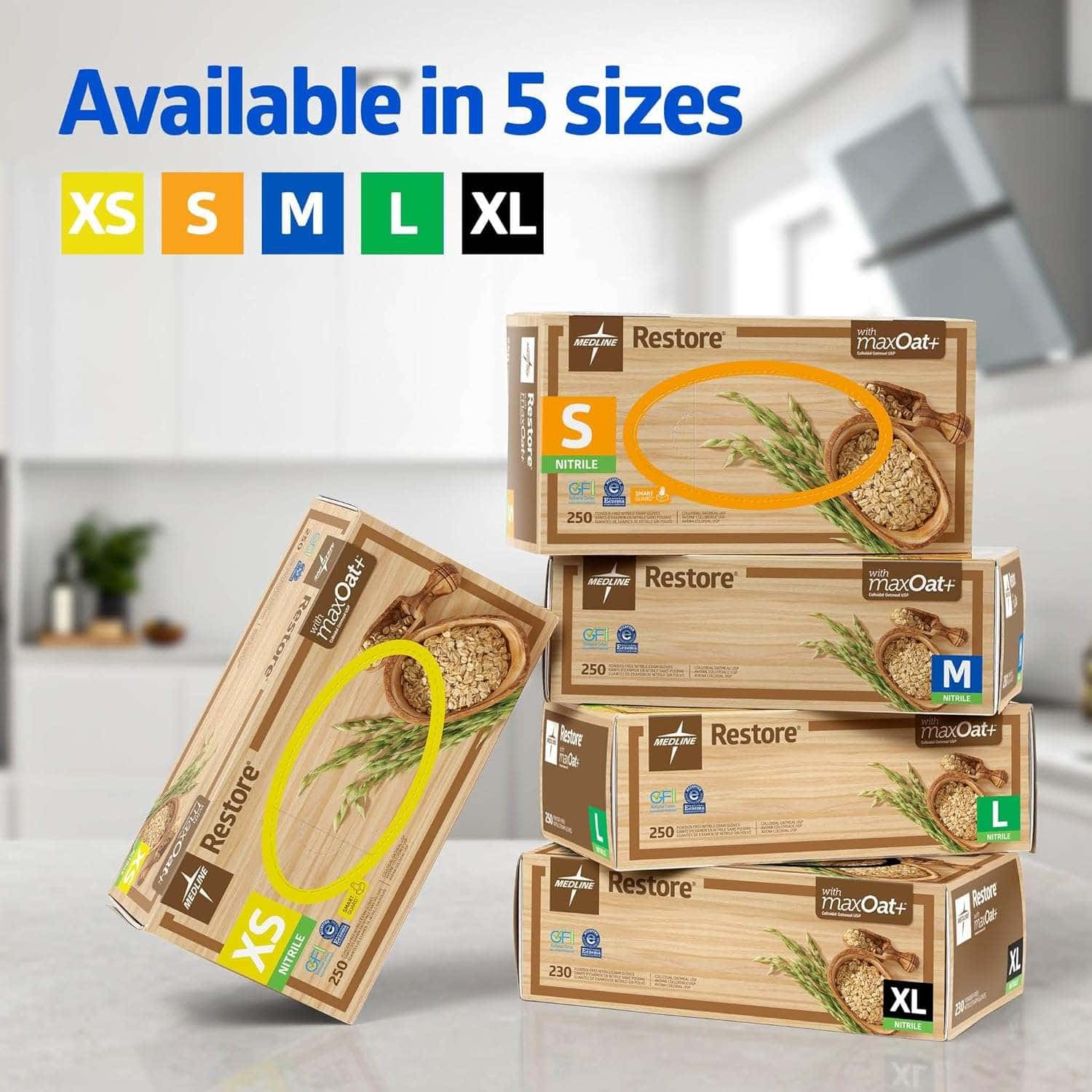 Restore powder-Free nitrile exam Gloves With Oatmeal - Image 2