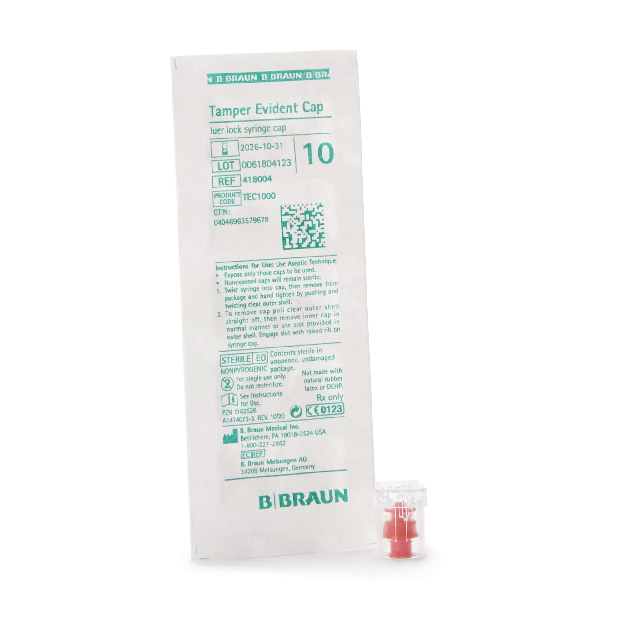 B. Braun Tamper Evident Syringe Cap, Red - Case of 500 - Image 2