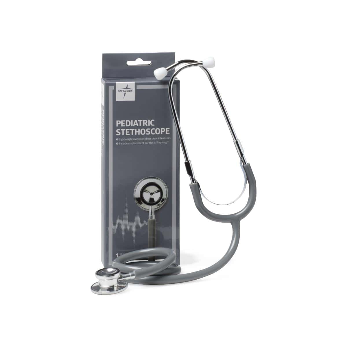Medline Dual-Head Pediatric Stethoscope, Gray - Image 1