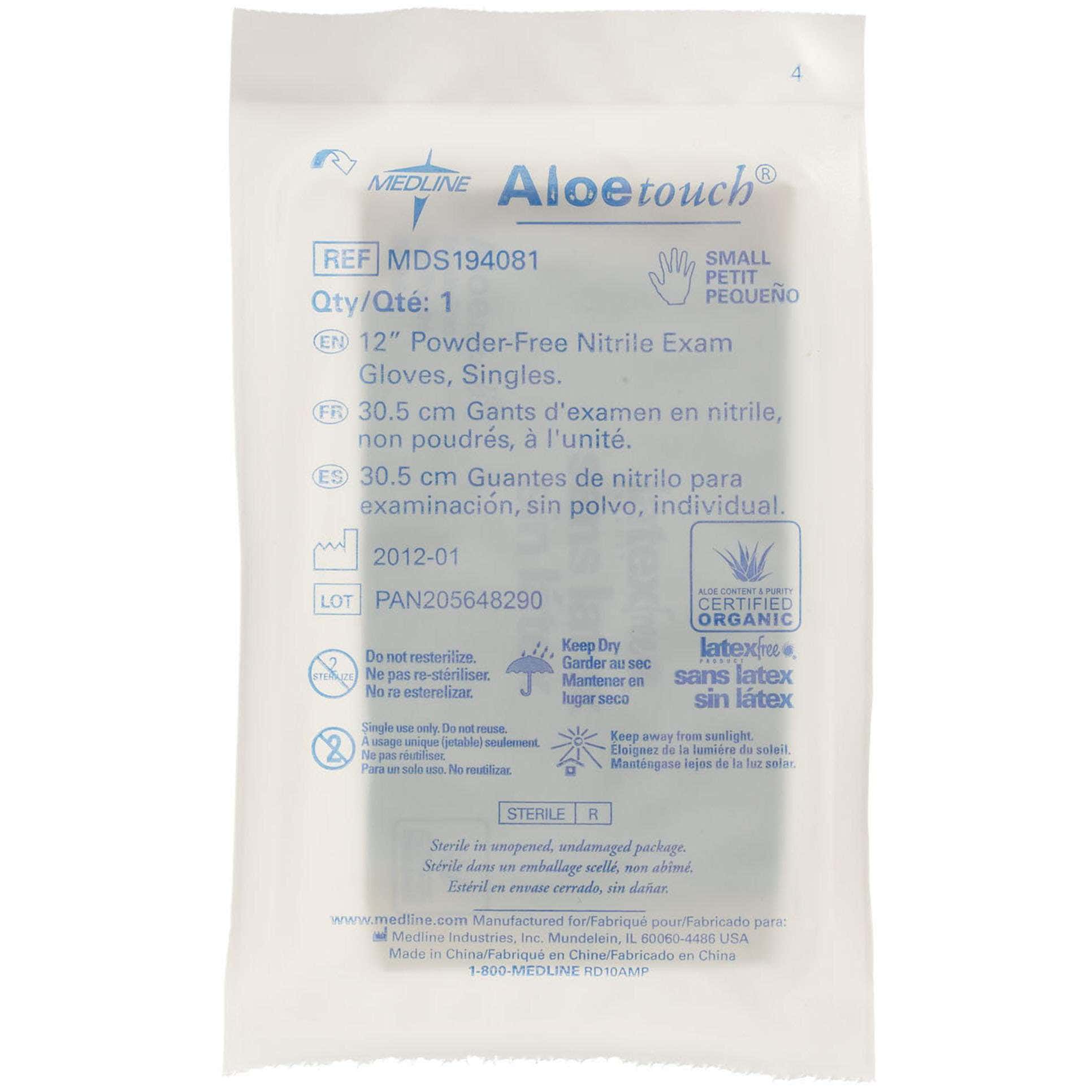 Medline AloeTouch 12" Powder-Free Nitrile Exam Gloves - Image 1