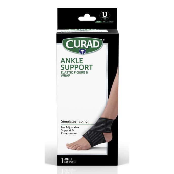 Curad Figure-8 Elastic Ankle Wrap, Black, Universal Size - Image 1