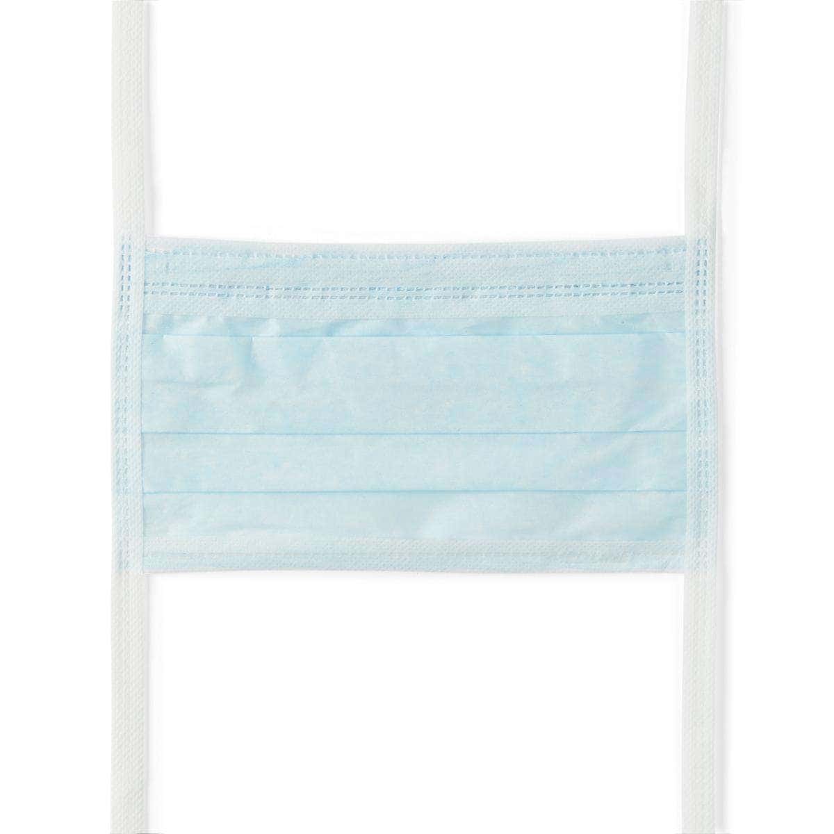 Medline ASTM Level 1 Surgical Face Mask with Foam Anti-Fog Strip and Ties, Blue - Image 1