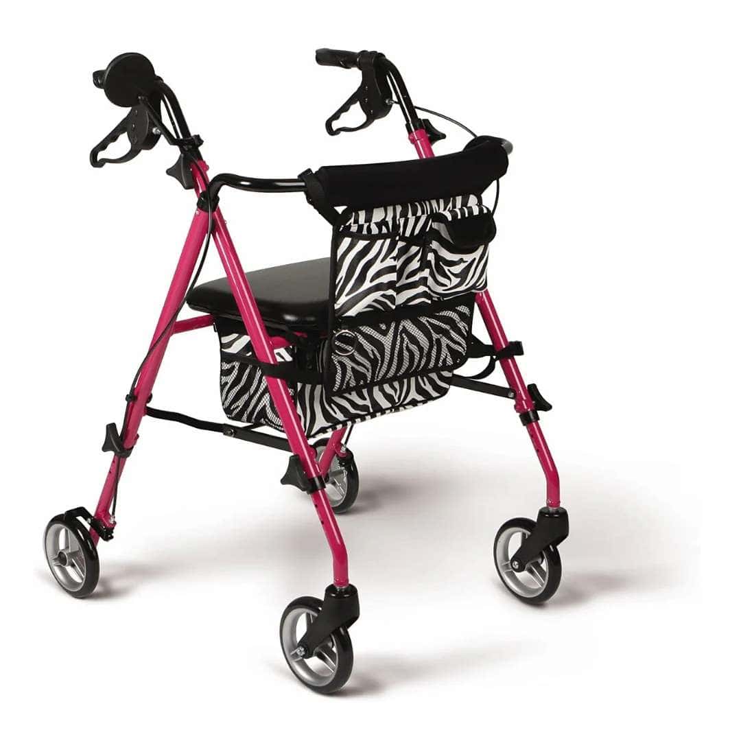 Medline Posh Pink Zebra Rollator - Image 1
