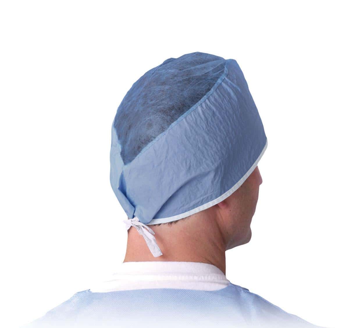 Medline Sheer-Guard Disposable Tie-Back Surgeon Caps - Image 1