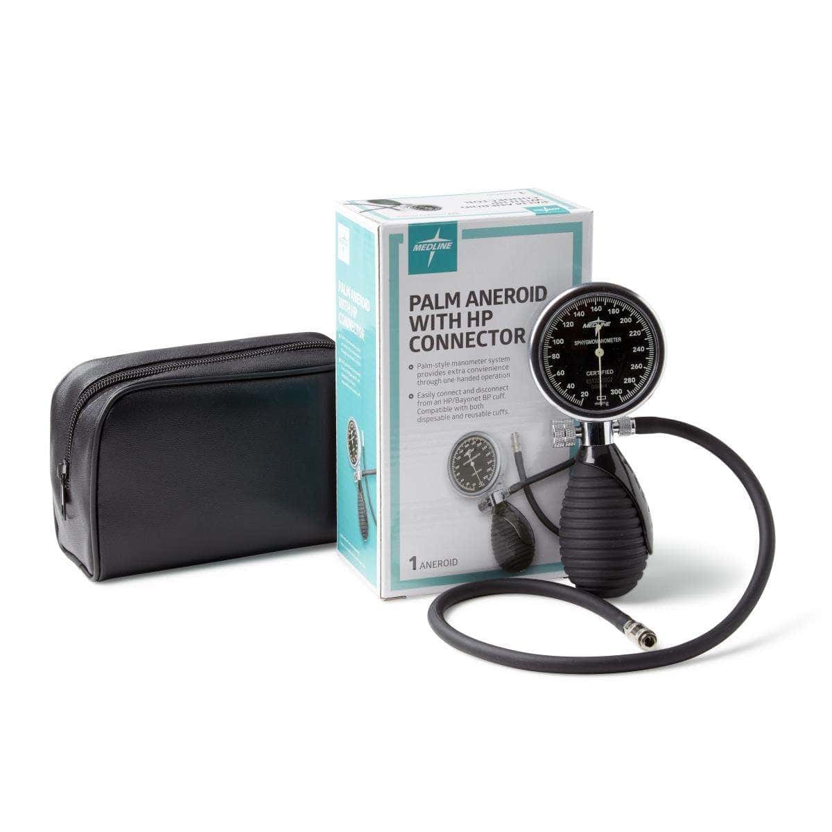 Medline Palm Aneroid Sphygmomanometer with HP Connector - Image 1