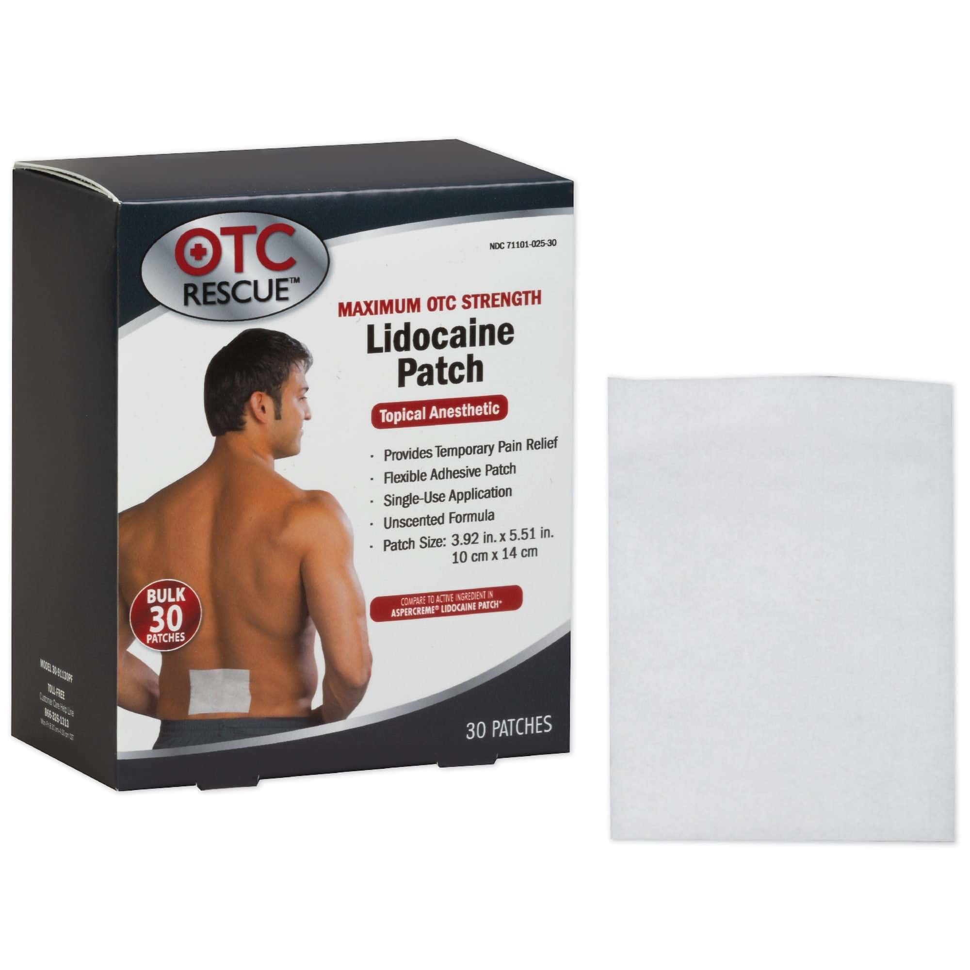 OTC RESCUE Lidocaine Patch Topical Pain Relief - Image 1