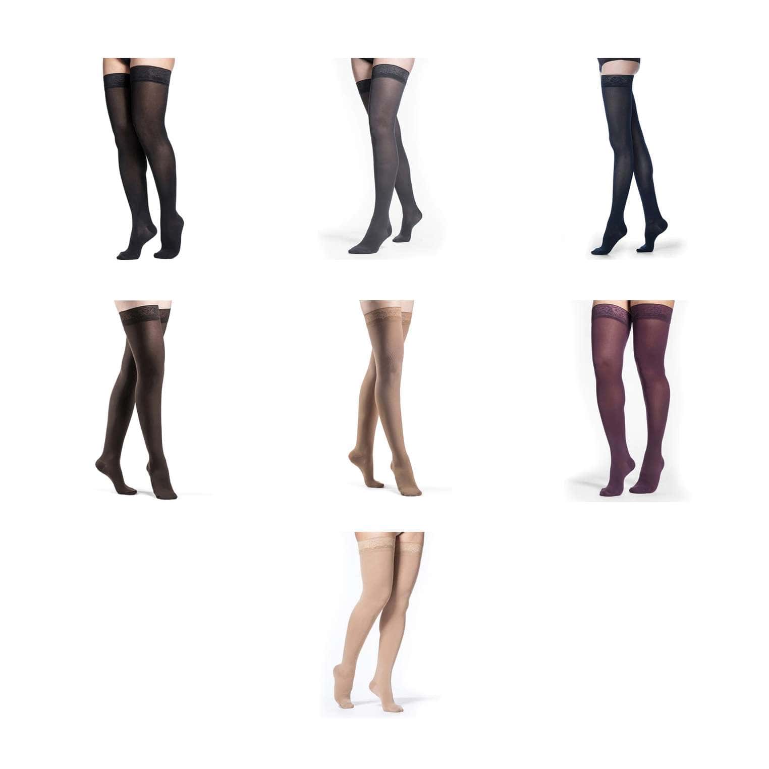 Sigvaris Womens Style Soft Opaque Thigh High Compression Stockings, 15-20mmHg - Image 1