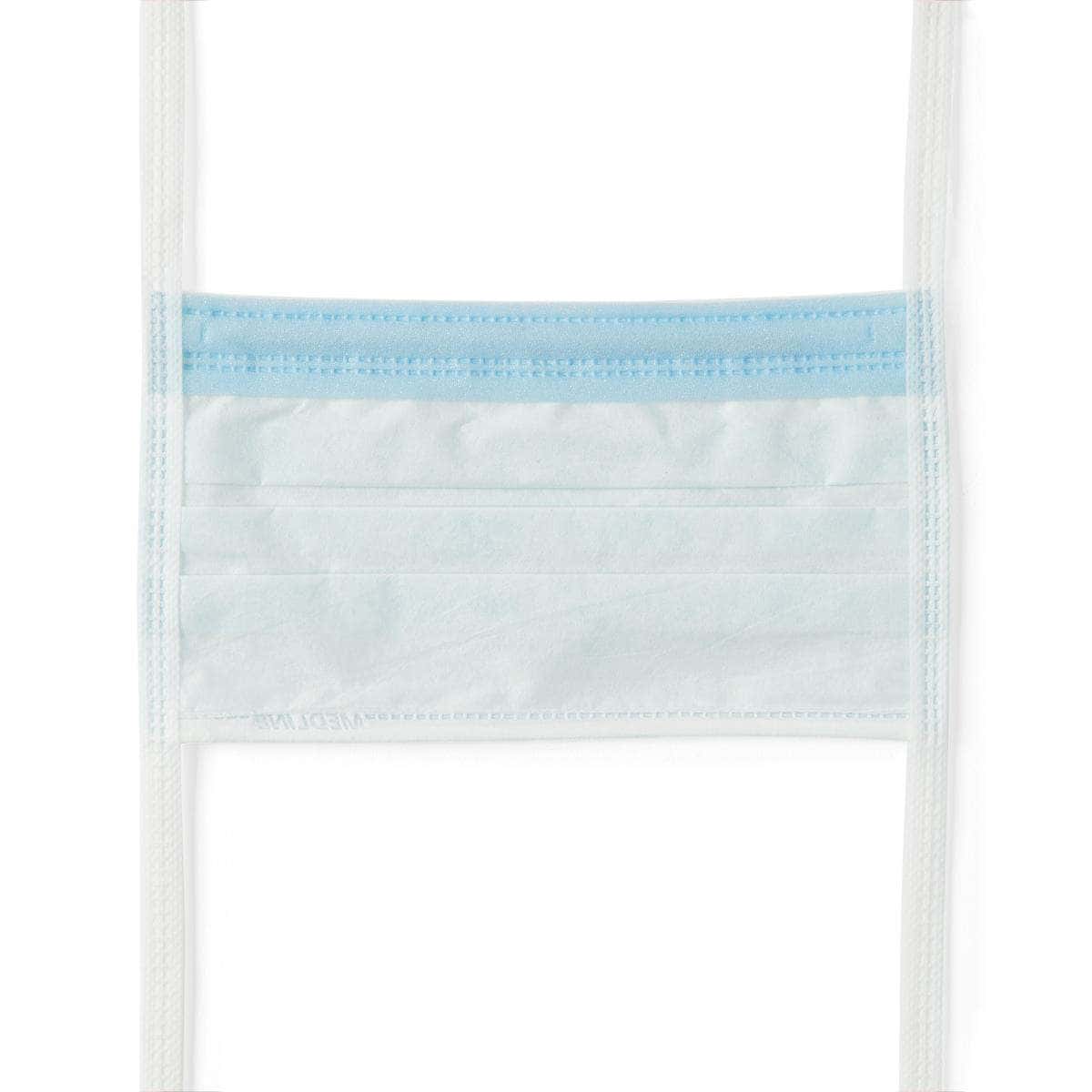 Medline ASTM Level 1 Surgical Face Mask with Foam Anti-Fog Strip and Ties, Blue - Image 2