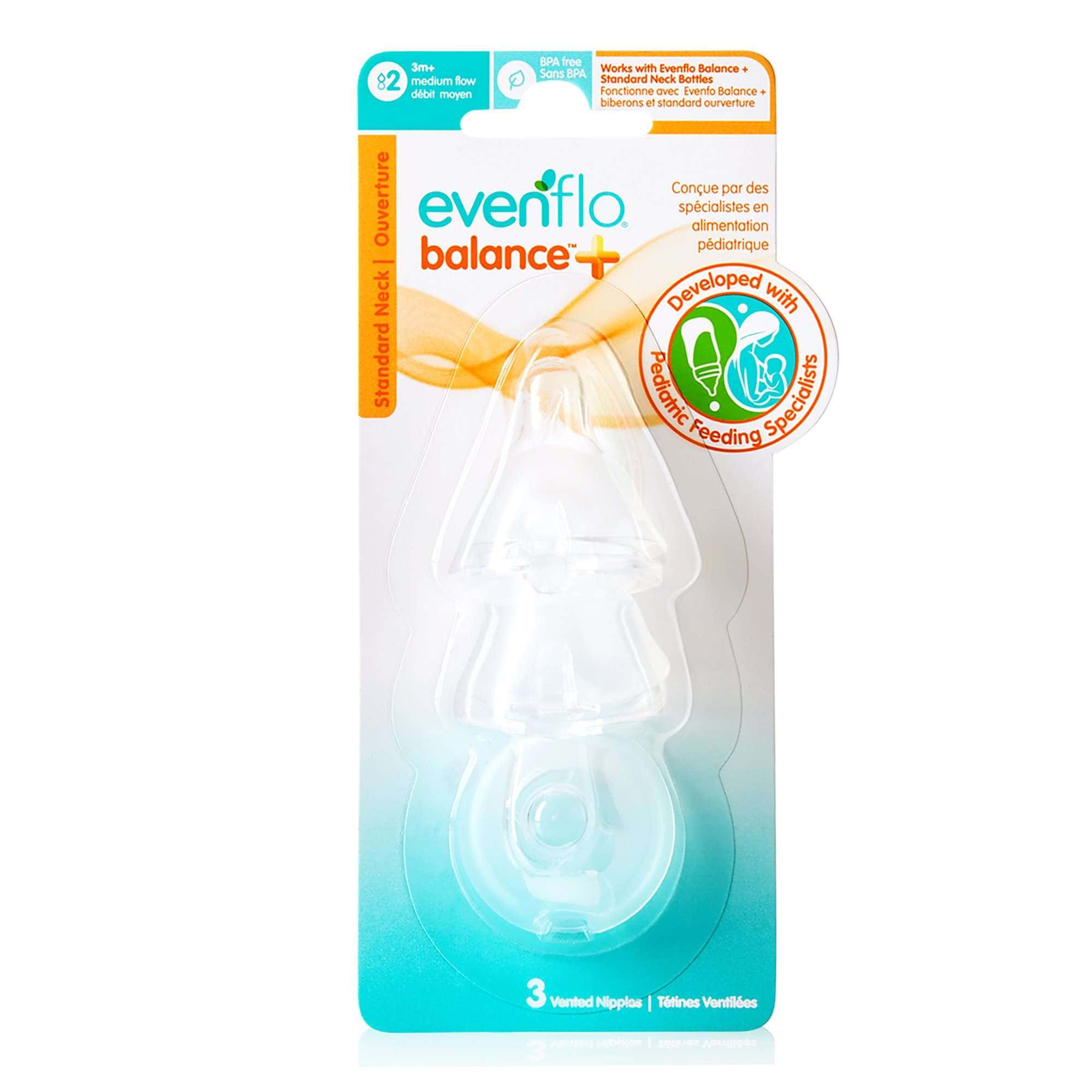 Evenflo Feeding Balance + Standard Neck Nipple, Medium Flow Tip - Case of 36 - Image 1