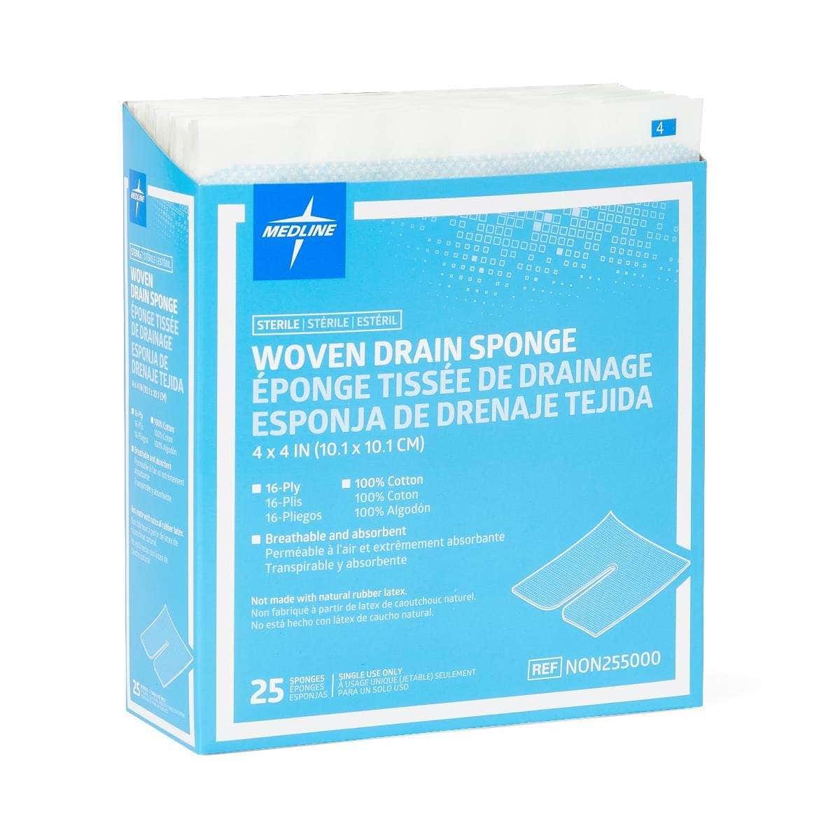 Medline Sterile Cotton Drain Sponge - Image 1
