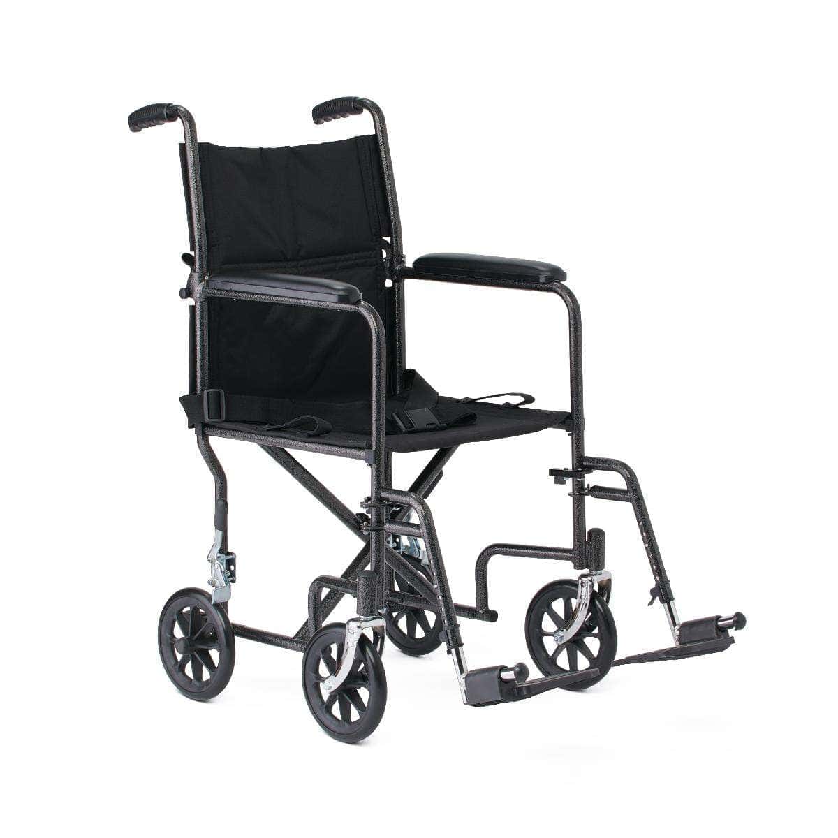 Medline Basic Steel Transport Chair with 8" Wheels - Image 1