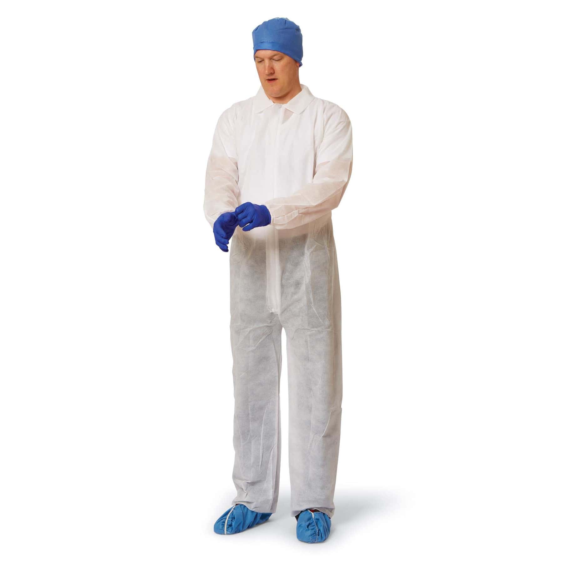 Medline Heavyweight Spunbond Polypropylene Coveralls, 4XL, White - Case of 25 - Image 2