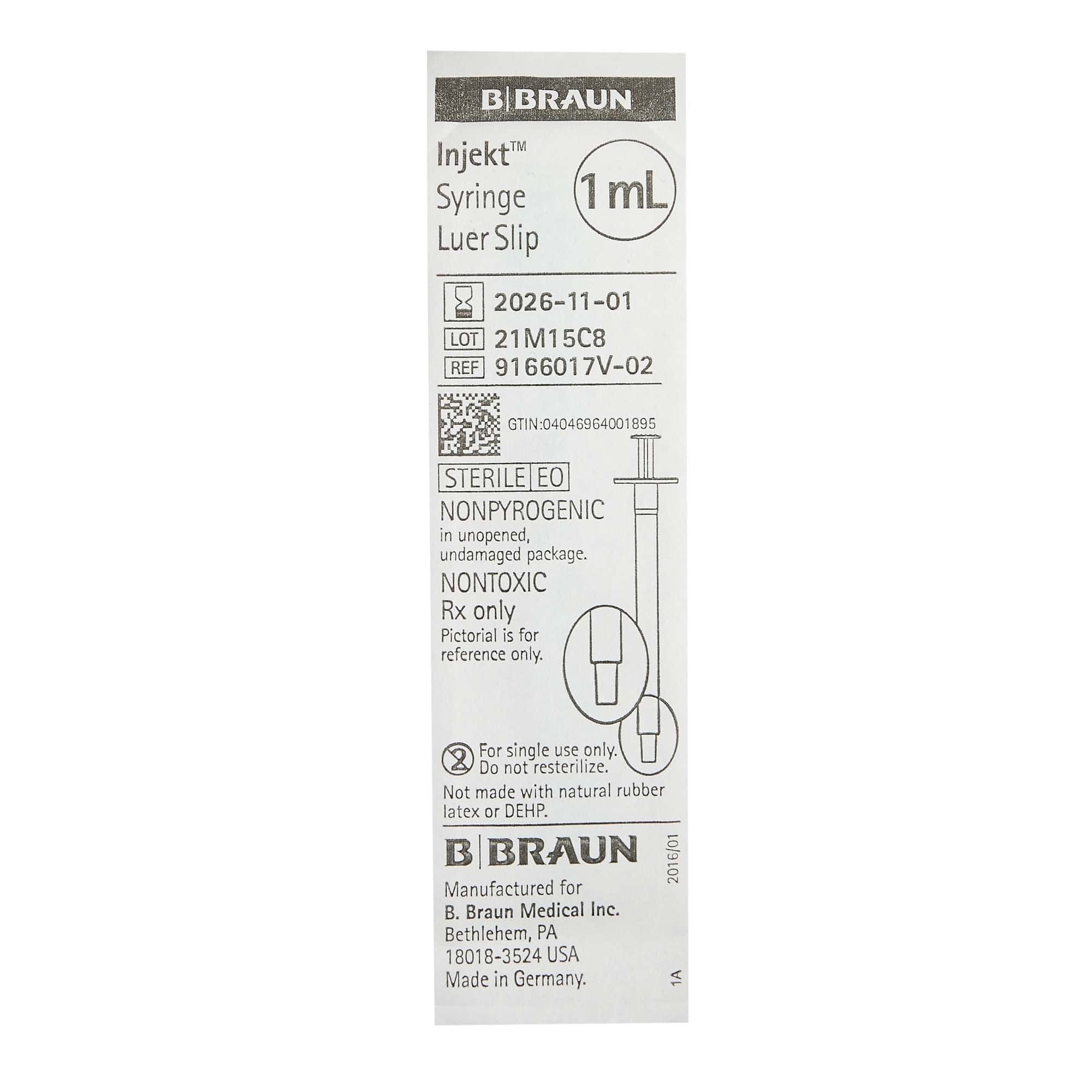 B. Braun Injekt General Purpose Syringe, 1 ml - Image 3