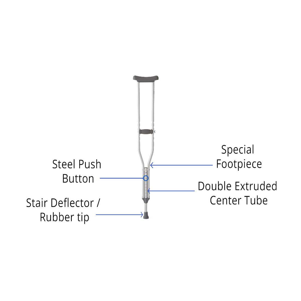 Guardian Standard Aluminum Push-Button Crutches - Image 2
