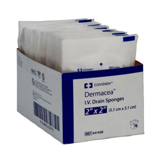 Covidien Dermacea Sterile Drain Sponge IV Dressing, 2 x 2 Inch - Box of 35 - Image 1