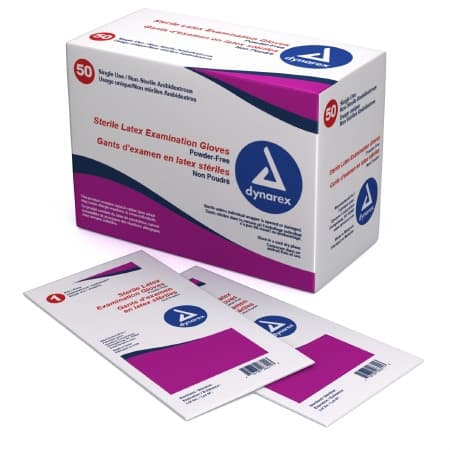 Dynarex Sterile Latex Exam Gloves, Small - Box of 50 - Image 1