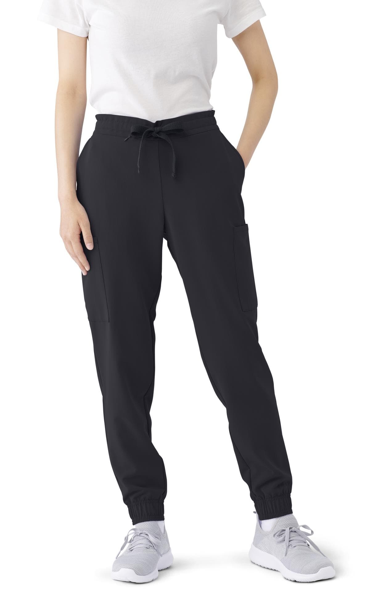 Medline First AVE Women's 7-Pocket Jogger-Style Scrub Pant, 2XLarge-Petite, Black - Each - Image 1