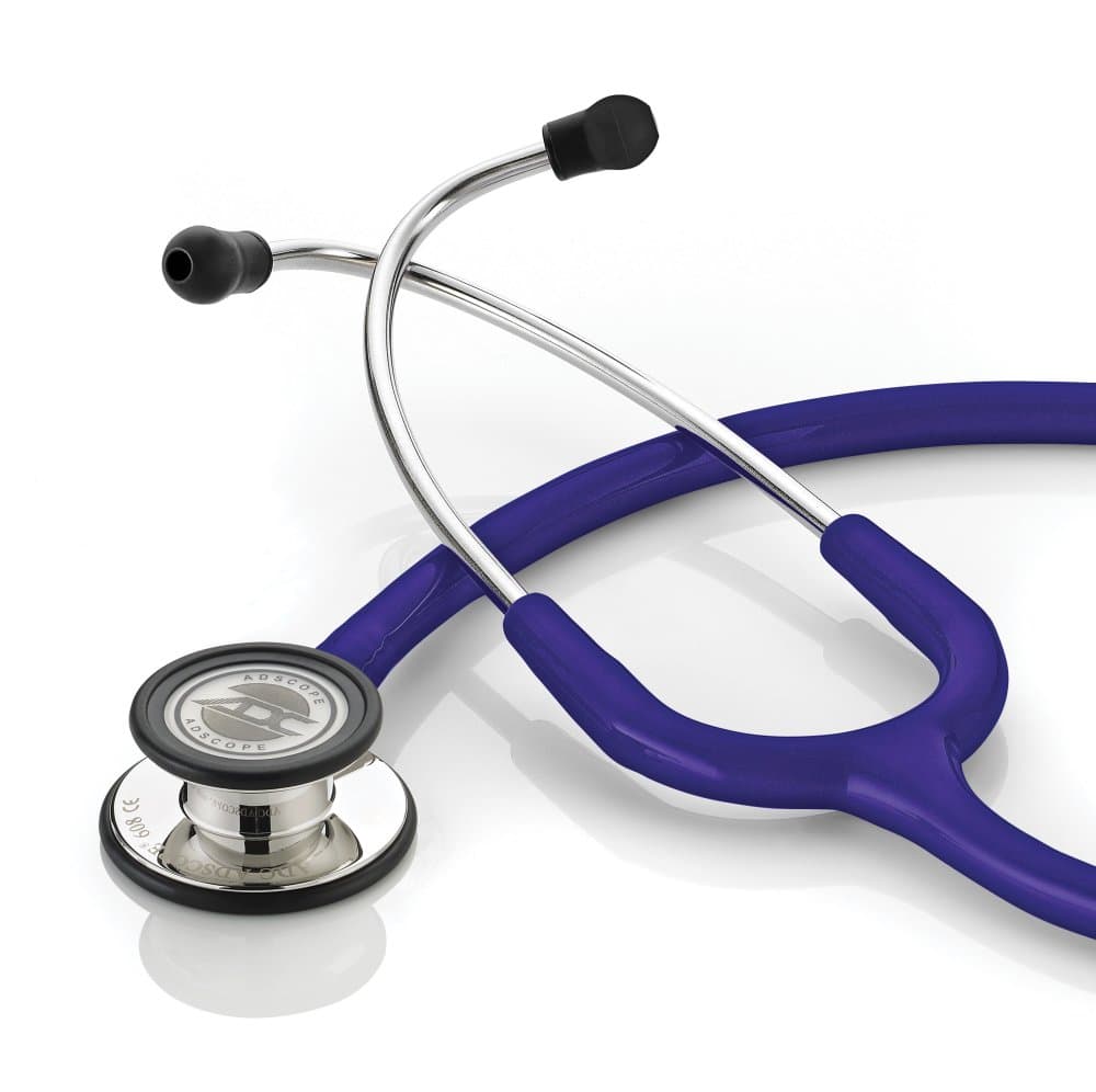 ADC Adscope Convertible Clinician Stethoscope, Mirror Finish Indigo Tubing - Each - Image 1