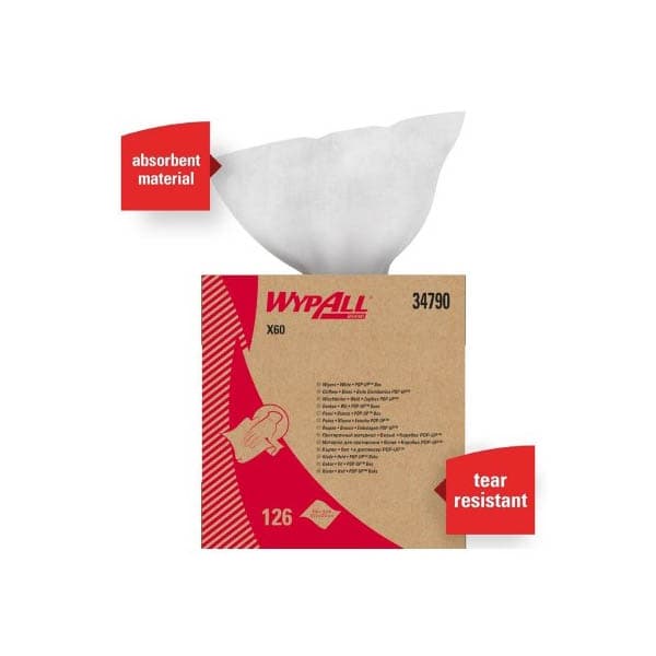 WypAll X60 Task Wipe Box, 9-1/10 x 16-4/5 Inch - Box of 118 - Image 1