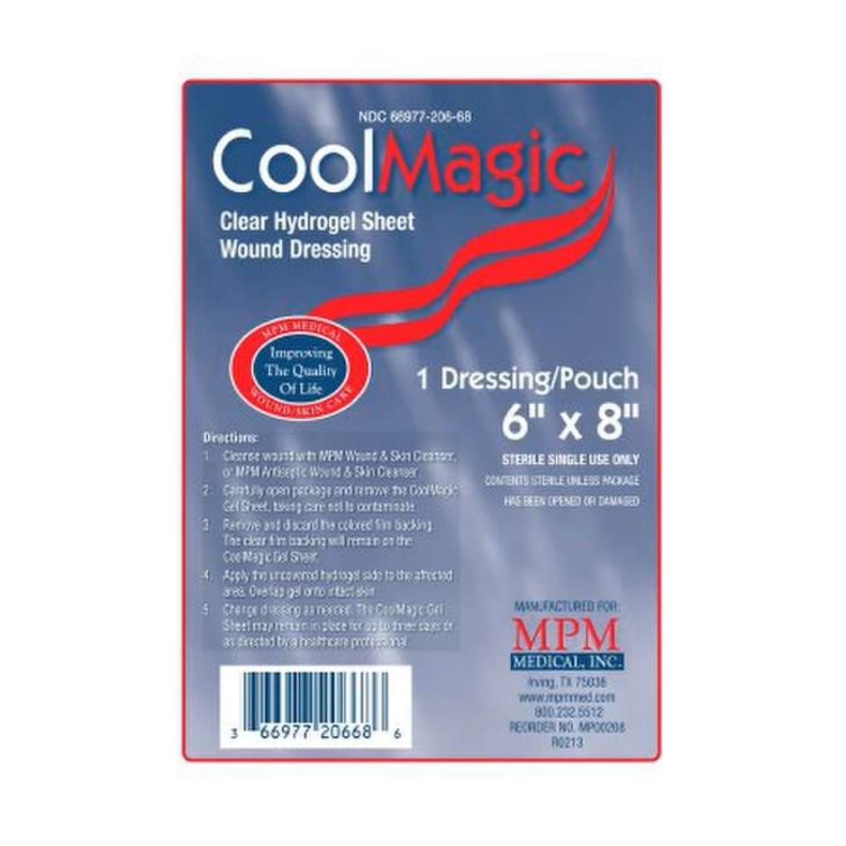 CoolMagic Hydrogel Dressing Translucent, 6 x 8 Inch - Box of 10 - Image 1
