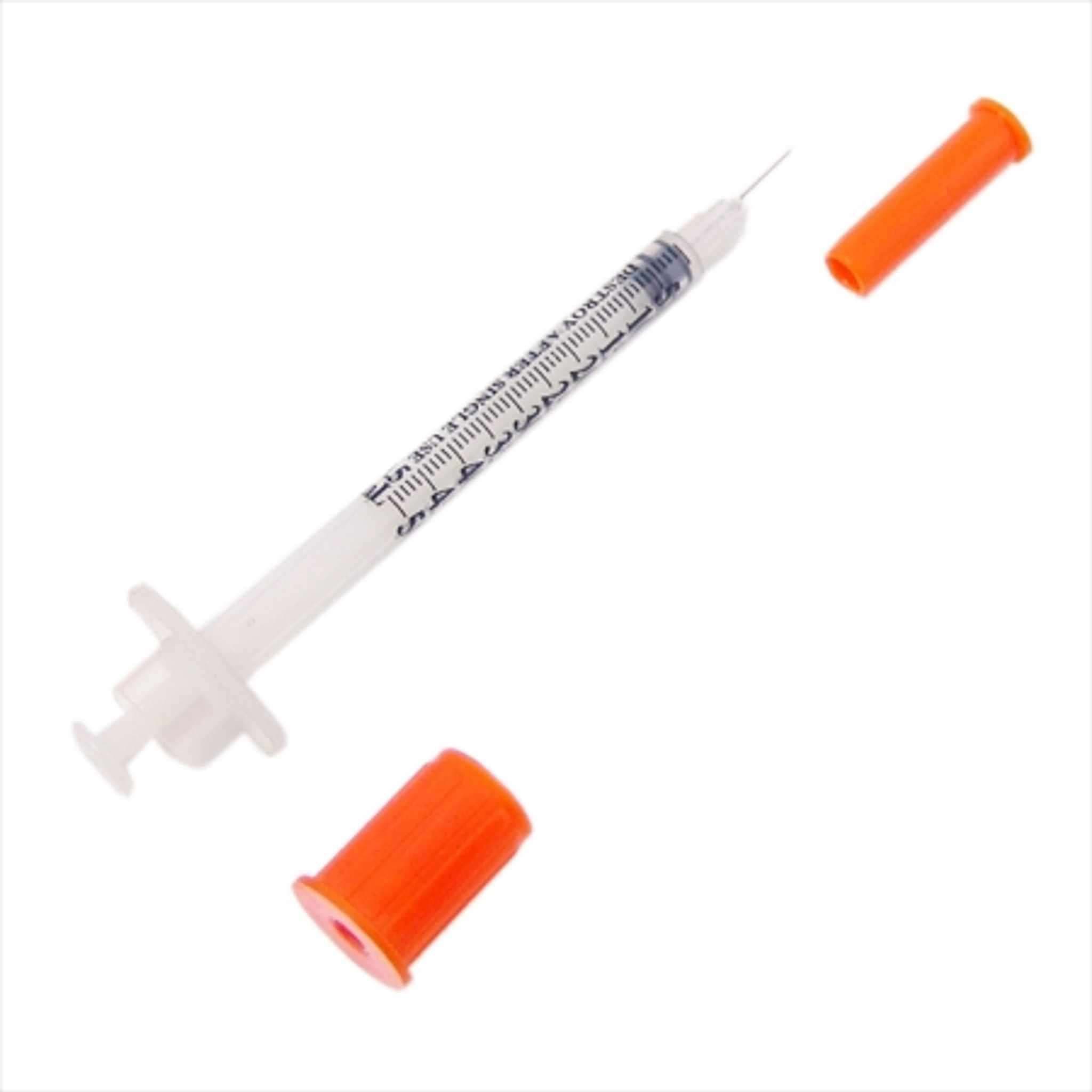 Comfort Point Lo-Dose Standard Insulin Syringe with Attached Needle, 31 Gauge, 5/16 Inch - Box of 100 - Image 1