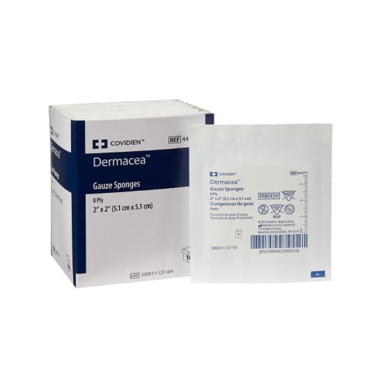 Covidien Dermacea Gauze Sponge, 8-Ply, 2 x 2 Inch, Sterile - Case of 3000 - Image 1