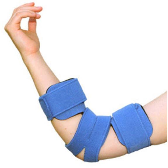 Comfyprene Elbow Orthosis, Adult, Light Blue with Neoprene Cover - Image 1