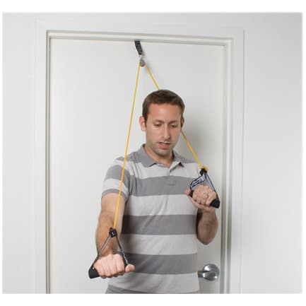 CanDo Shoulder Pulley With Exercise Tubing And Handles, Yellow, Extra Light - Image 1