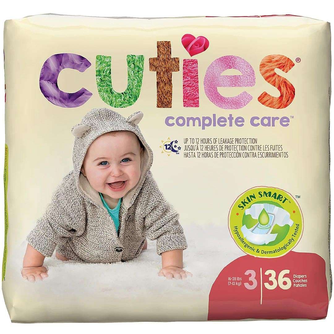 Cuties Complete Care Baby Diapers, Size 3 - Package of 36 - Image 1